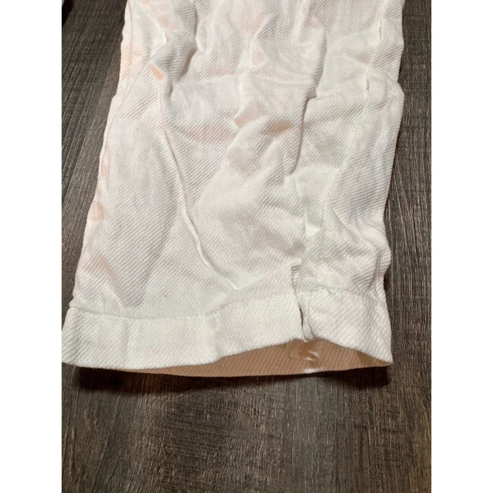 Zara Womens XS White 100% Cotton Drawstring Relaxed Straight Leg Pants Snap Hem